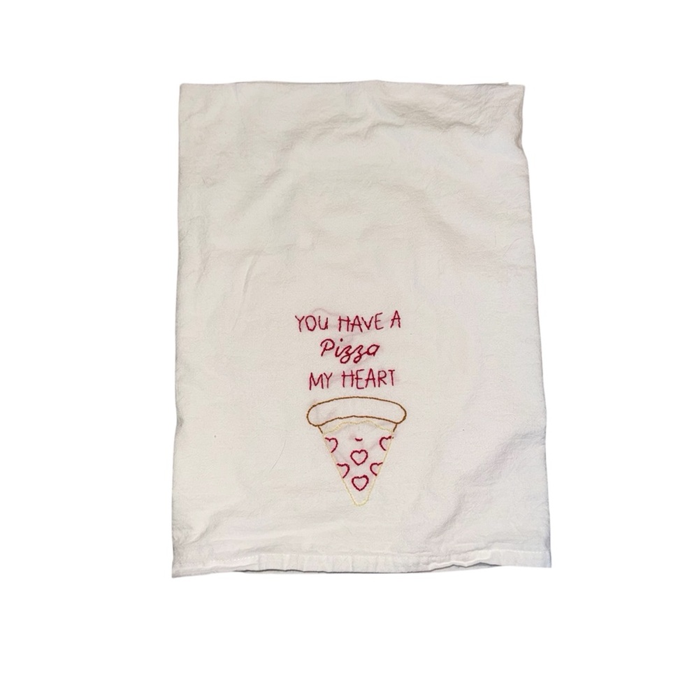 Hand Embroidered Funny Valentine’s Day Kitchen Towel